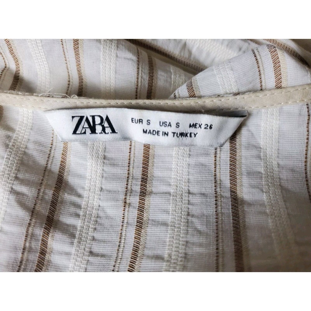 SOLD Zara Small Women White Maxi Dress Tiered Long Bohemian Striped Romantic - Picture 9 of 15